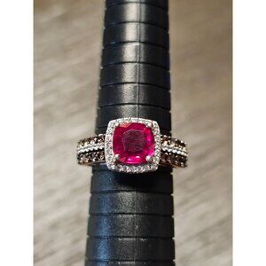 925 Sterling Silver Ruby Tourmaline Ring Size 8.5 - 6.26g